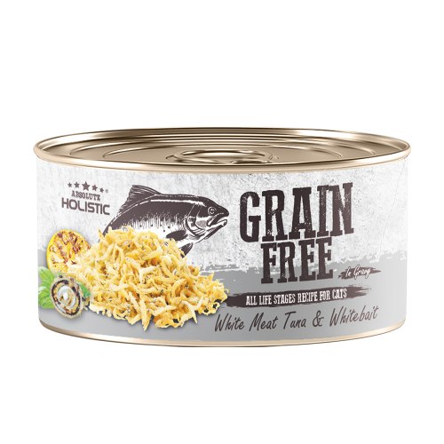Absolute Holistic 80g Grain Free ((White Meat Tuna & Whitebait)) 無穀物肉汁 貓罐頭 白肉吞拿魚+白飯魚 80克 (AH3917)